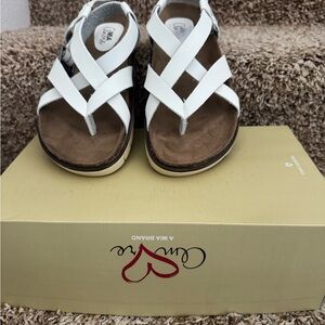 Mia Amore Women's White and Brown Sandals
